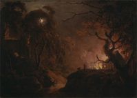 Cottage on Fire at Night, 1785-93, Joseph Wright of Derby