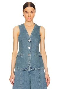 REMAIN Denim Waistcoat in Bering Sea | REVOLVE