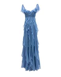 FULLY RUFFLED DRESS Off-shoulders cut, fully ruffled flared chiffon dress.