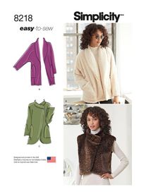 Simplicity S8218 | Misses' Easy-to-Sew Jackets and Vest | Front of Envelope