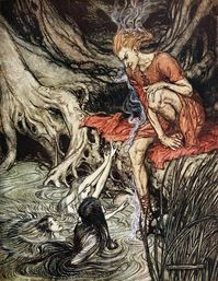 According to several legends, Rhine hides large amounts of gold. But his gold is guarded by three water spirits. We can call them mermaids if we want. Wagner gave them an important place in his works, and many other artists, including Arthur Rackham, were fascinated with them, as well. Do you know any other famous mermaids?