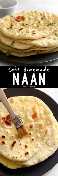 Soft, pillowy, homemade naan is easier to make than you think and it's great for sandwiches, pizza, dipping, and more. BudgetBytes.com