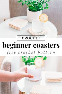 Free crochet pattern for textured Crochet Coasters. These are made with beginner techniques and tutorial for easy beginner crocheting.