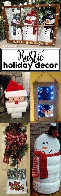 Rustic Holiday Decor - easy, inexpensive, and beautiful DIY rustic holiday decor ideas: wood pallets, reclaimed wood, and farmhouse style holiday decor.