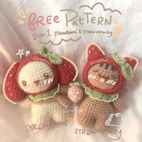 fleur | [ free pattern! <3 ] strawbunni & strawmeowry ꩜ 🍓⋆⭒˚.⋆ 🍓☆〜（ゝ。∂） (please do not repost!) (also available on my ribblr!) finally!… | Instagram