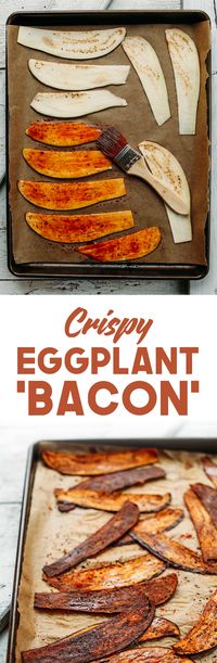 Crispy Eggplant BACON! Smoky, salty, peppery, SO delicious and easy to make! #vegan #plantbased #bacon #recipe #minimalistbaker