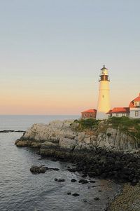 Lighthouse in Portland, Maine at Sunset