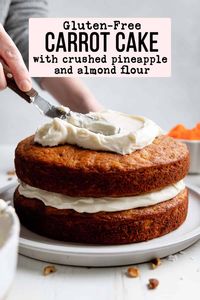 Indulge in the best gluten-free carrot cake with this easy recipe! Made with almond flour, shredded carrots, and crushed pineapple, this cake is irresistibly moist and delicious. The perfect dessert for any occasion, especially Easter!