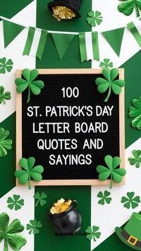 Celebrate the luck of the Irish with these creative and fun St. Patrick’s Day letter board quotes! Whether you're decorating your home, office, or classroom, these sayings are sure to bring a touch of charm and humor to your space. From classic Irish blessings to witty wordplay, there’s something for everyone. You'll find inspirational st patricks day quotes, short st patricks day quotes, st patrick quotes, st patrick quotes catholic, st patrick quotes funny, st patricks day letter board quotes and sayings, st patricks day quotes for instagram.