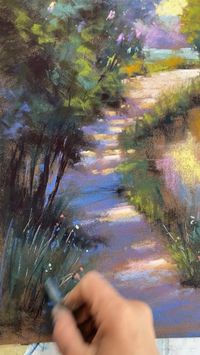 I just love painting dappled light! So magical. This was created on Sennelier’s La Carte sanded paper with various soft pastels.