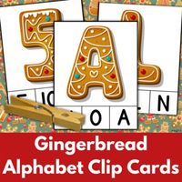 Gingerbread Alphabet Matching Clip Cards for Christmas Set 1 Speech Therapy Sped