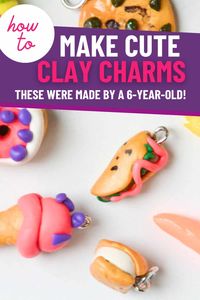 Learn how to make DIY charms for an easy clay craft idea. From food sculptures to animals these small polymer clay charms can be made in minutes. Follow us for more fun clay craft ideas.