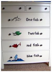 A redone dresser decorated with decals