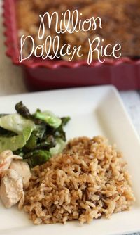 Million Dollar Rice is a delicious side dish to serve with fish, grilled chicken, or roast beef. Your family will not be able to get enough of this buttery rice! It's so easy to make too! #SideDish #SideDishes #Rice #MillionDollarRice #BakedRice #Dinner #MomNeedsChocolate #StickofButterRice #side #food #recipe #recipeoftheday #easy #recipeideas #easyrecipe #easydinner