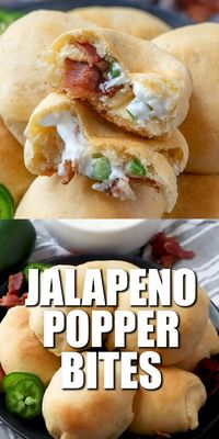 These Jalapeño Popper Bites are slightly addictive but so easy. Crescent rolls, jalapeños, cream cheese and bacon. The perfect shareable appetizer!