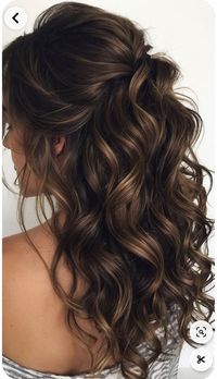 I love this hairstyle. Curled and partially pulled back. Unsure what color my hair will be.