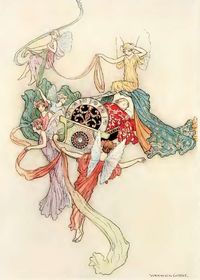 The White Cat is a fairy tale by Madame d'Aulnoy. It belongs to the 'animal bride' group and was quite popular at the end of the 19th and the beginning of the 20th century. Warwick Goble illustrated it in his recognizable style.