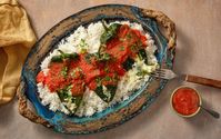 Chile Relleno Rice with Salsa Roja