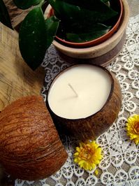 Big coconut shell candle. Palm wax candle. Tropical candle. | Etsy