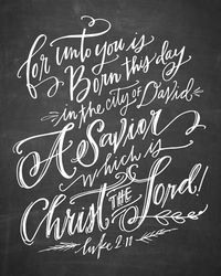 Blackboard Christmas Signs - Luke 2 Calligraphy Wall Art by Lindsay Letters.