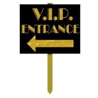 See all of our Hollywood Awards Night Party Supplies   VIP Entrance Yard Sign Red Carpet Awards VIP Party Decoration Size: 12" x 15"   Combined Shipping Purchase as many assorted items as you would like from our store and pay a combined shipping of $10.00 for the whole order or the shipping will automatically combine at the lowest shipping price available which will not exceed $10.00. Offer only good for the lower 48 states. Very Important: Please DO NOT pay for your order until the invoice is combined. If you pay for each item individually the orders will ship individually and will not be eligible for combined shipping. First Class Mail International shipping is the least inexpensive international shipping available, but keep in mind that in most cases orders do arrive within 20 business