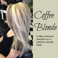 Coffee blonde hair color idea. Coffee colored lowlights on a platinum blonde base.