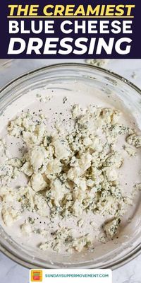 Learn how to make BLUE CHEESE DRESSING that's perfect for salads, sandwiches, or as a dipping sauce! Homemade blue cheese dressing is easy and delicious. #SundaySupper #bluecheese #dressing #saucerecipe #easyrecipe #sauce #sidedish #sidedishrecipe #appetizerrecipe #appetizer #bluecheesedressing #buffalowings