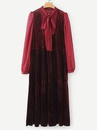 Regina Tie Neck Velvet Dress