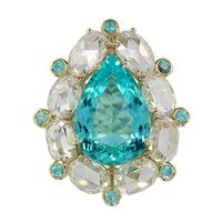 Rare Paraiba Tourmaline of 4.10 ct, with Diamonds in18K Gold