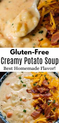 This gluten-free potato soup is the ultimate comfort food! With a thick and creamy texture, chunky potatoes, and that old-fashioned homemade touch, it’s the perfect easy recipe for weeknight dinners or cozy weekends. One taste, and you’ll be hooked on the rich, hearty flavors. Pin this soup now to warm up your dinner menu!