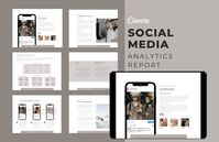 "This social media analytics report template has everything you need to report back to your social media clients and to give them detailed analytics on their social media growth, let them know what is working and what isn't.   This template is great for both social media managers and virtual assistants who are looking to impress their clients with professional looking monthly performance reports. Instantly create and edit on your own. These templates are completely customizable using Canva - all