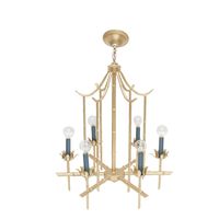 Vintage Hollywood Regency Faux Bamboo Pagoda Chandelier