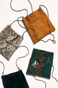 Nicolette Snake Crossbody - Snakeskin - Snakeskin Accessory - Night Out - Casual Bag - Slim Crossbody - Snake Pattern Design - Thin Chain Strap - Women's Accessories - Women's Bags - The Love Shop - Valentine's Day