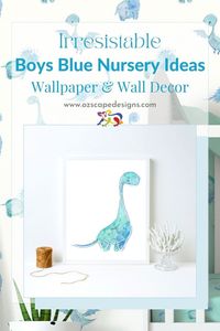 Kids love dinosaurs - add our cute blue dinosaur wall art prints to your little boy nursery dinosaur theme wall decor or to your kids play room or little toddler boys bedroom design. Discover our complete dinosaur collection of kids bedroom ideas, wallpaper designs wall decor and more @ OzscapeDesignsArt - OzscapeHomeDecor & OzscapeDesigns. Shop this blue dinosuar art rpint and the complete art print set here: https://etsy.me/3ON3iTO