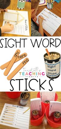 Sight word games for guided reading centers and workstations. These sight word sticks games are a great way for students to learn sight words, practice their sight word, and read sight words. These games can be used for spelling words, spelling lists, phonics lists, and phonics patterns. EDITABLE and differentiated. Perfect for Kindergarten, first grade, and second grade! To learn more, visit www.tunstallsteachingtidbits.com