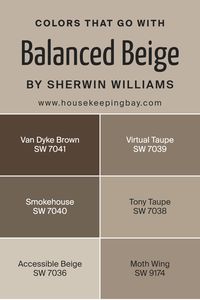 When coordinating colors with Balanced Beige SW 7037 by Sherwin Williams, it’s important because it ensures a cohesive and appealing look in any space. Balanced Beige is a versatile neutral that can act as a foundation for a room, setting a warm and inviting tone. By choosing the right colors to go with it, such as Van Dyke Brown, Virtual Taupe, Smokehouse, Tony Taupe, Accessible Beige, and Moth Wing, you can create an atmosphere that feels coordinated and thoughtfully designed.