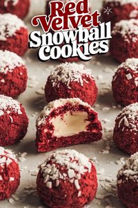 Enjoy the festive flavor of Red Velvet Snowball Cookies with a creamy white chocolate filling. These cookies are perfect for holiday gatherings or winter baking!