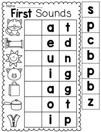 Jump start your kindergartner’s literacy skills with this worksheet where students cut and paste the initial sound of CVC words to build the words. Great for phonological awareness and building encoding / spelling skills.