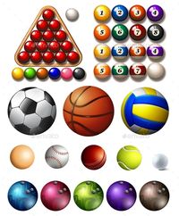 Different kind of balls of many sports illustration