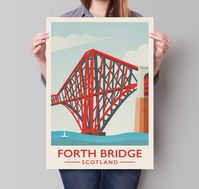 Forth Bridge  Unique illustration of the Forth Rail Bridge which spans the firth of Forth between Edinburgh and Fife Available as: A3: 16.5 x 11.7 in Available on 180gsm matt or 200gsm silk  poster paper  *Frame not included*