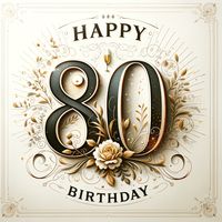 Commemorate a magnificent milestone with our elegant collection of happy 80th birthday images! 🎉👴👵 Each image is a toast to the wisdom, experiences, and journeys that eight decades bring. Whether it's a classic, timeless design or a photo filled with balloons and cake, our images reflect the honor and joy of this significant occasion. #Happy80thBirthday #OctogenarianOvation #MilestoneCelebration #ElegantEighties #TimelessJoy #DecadeDedication #SeniorSplendor #HonoringWisdom #CelebratoryImages