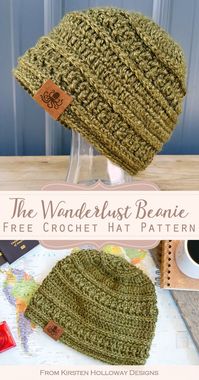 Feb 6, 2020 - The Wanderlust beanie is an easy, free crochet hat pattern that looks good on both men and women. It's designed to fit large / x-large heads.