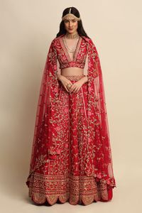 Buy Daddy's Princess Maroon Raw Silk Hand Embroidered Lehenga Set Online | Aza Fashions