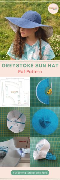 PDF sewing pattern download available, full instrustions and a video tutorial too! easy peasy DIY sun hat from Freckles and Co