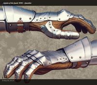 Current character model project WIP. I'm designing a somewhat realistic plate knight armor piece by piece. First wip - gauntlets. I'll be doing a high-poly model with realistic texturing & mate...