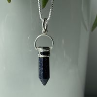 Blue Goldstone Gemstone Energy Sterling Silver Necklace