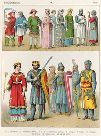 Medieval attire, c. 1100 (from a much later costume history book).