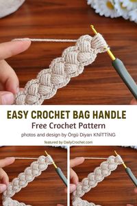 Easy Crochet Bag Handle Pattern - Daily Crochet #easycrochet, #amigurumi, #stuffedanimals, #smallcrochetprojects, #kawaiicrochet