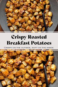 Try these Crispy Breakfast Potatoes for breakfast with eggs, roasted vegetables, or anything else you like! They also make a great side for lunch or dinner. These potatoes are crispy on the outside but still soft and fluffy on the inside. Flavorful, a little spicy, and delicious with anything you serve them with.