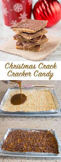 Just 4 ingredients to make this popular and highly addictive Christmas candy. #christmascrack #crackercandy #saltinecrackertoffee #crackertoffee #saltinetoffee